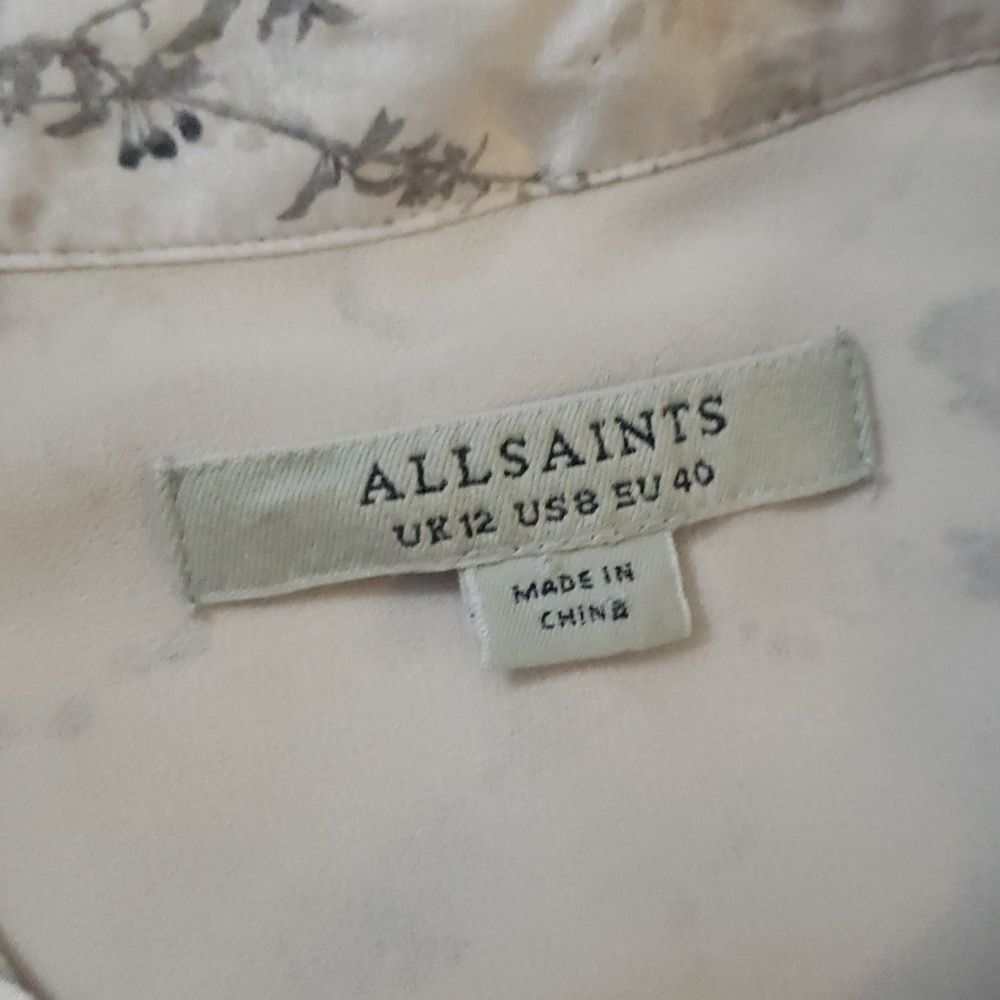 All Saints Gray Chic Edgy Feminine Boho Moto Alisa Freya Floral Silk Midi 8 - Picture 3 of 9